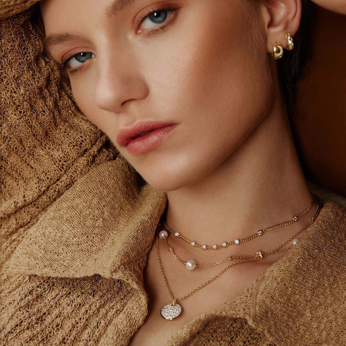Ania Haie Cubic Zirconia Bezel Station Necklace in Sterling Silver with 14kt Gold Plate