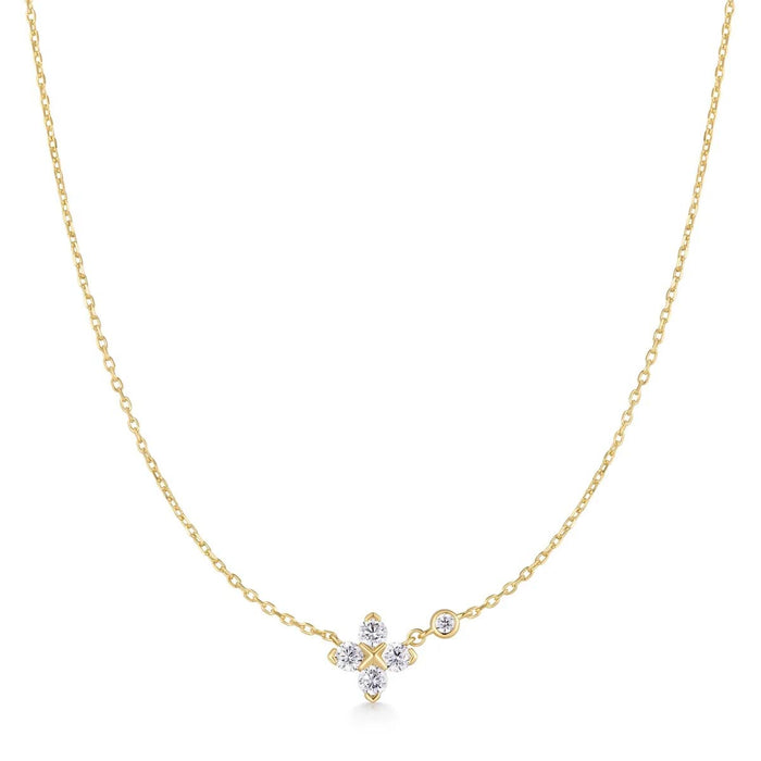 Ania Haie Cubic Zirconia Clover Necklace in Sterling Silver with 14kt Yellow Gold Plate