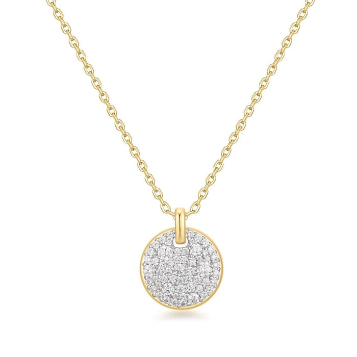 Ania Haie Cubic Zirconia Disc Necklace in Sterling Silver with 14kt Gold Plate