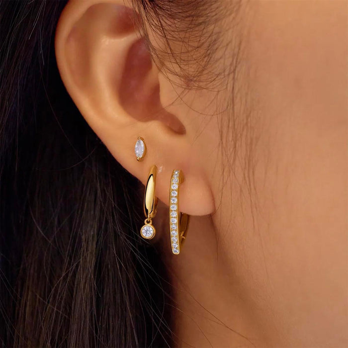 Ania Haie Cubic Zirconia Heart Shape Hoop Earrings in Sterling Silver with 14kt Yellow Gold Plate
