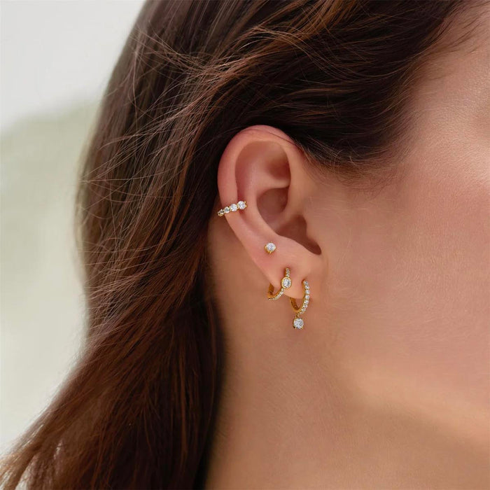 Ania Haie Cubic Zirconia Hoop Earrings in Sterling Silver with 14kt Yellow Gold Plate