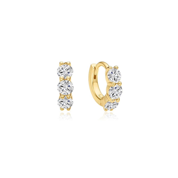 Ania Haie Cubic Zirconia Huggie Hoop Earrings in Sterling Silver with 14kt Yellow Gold Plate