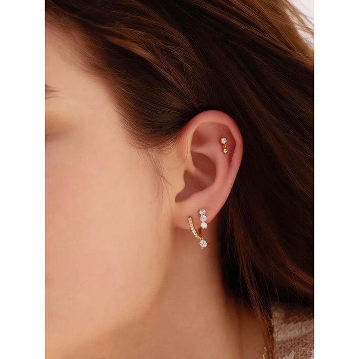 Ania Haie Cubic Zirconia Huggie Hoop Earrings in Sterling Silver with 14kt Yellow Gold Plate