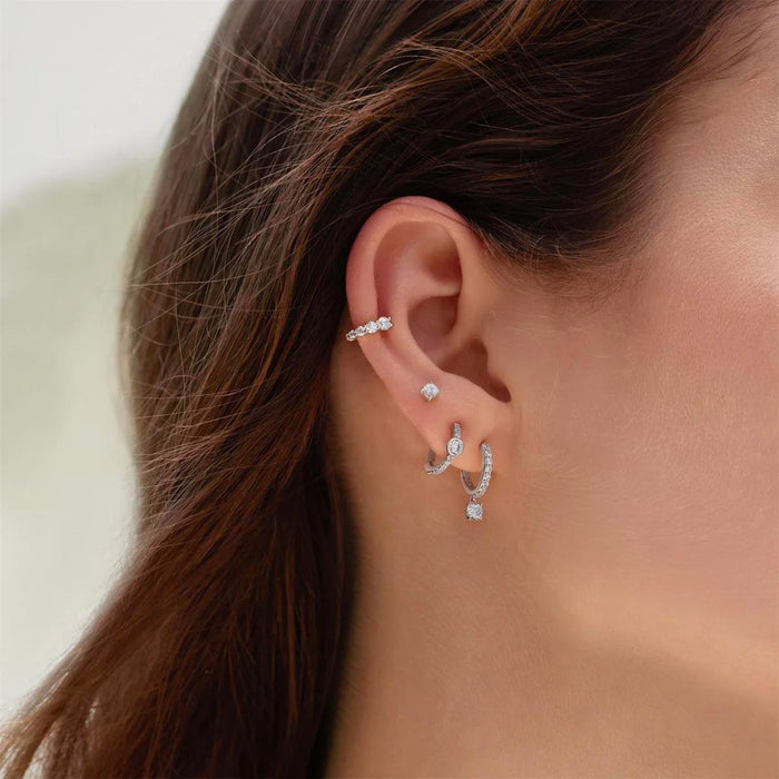 Ania Haie Cubic Zirconia Huggy Hoop Earrings in Sterling Silver