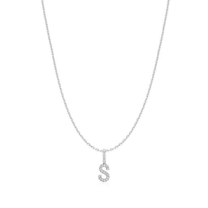 Ania Haie Cubic Zirconia Initial S Necklace in Sterling Silver
