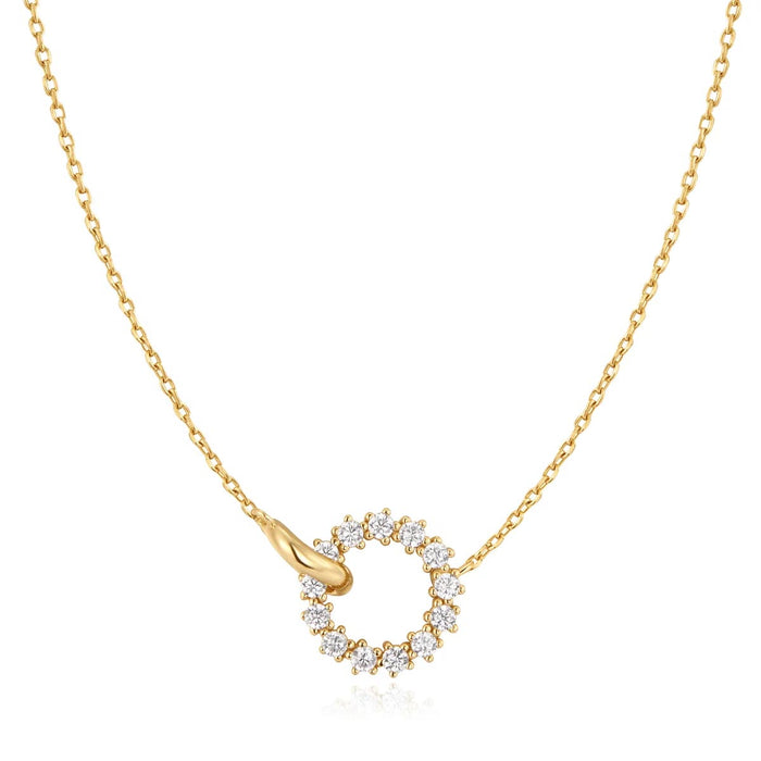 Ania Haie Cubic Zirconia Interlocking Circle Necklace in Sterling Silver with 14kt Gold Plate