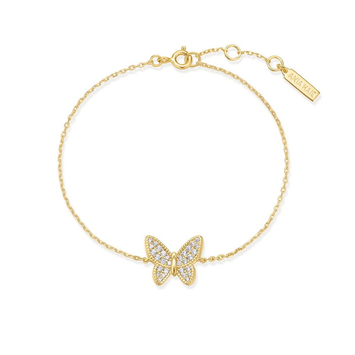 Ania Haie Cubic Zirconia Pavé Butterfly Bracelet in Sterling Silver with 14kt Gold Plate
