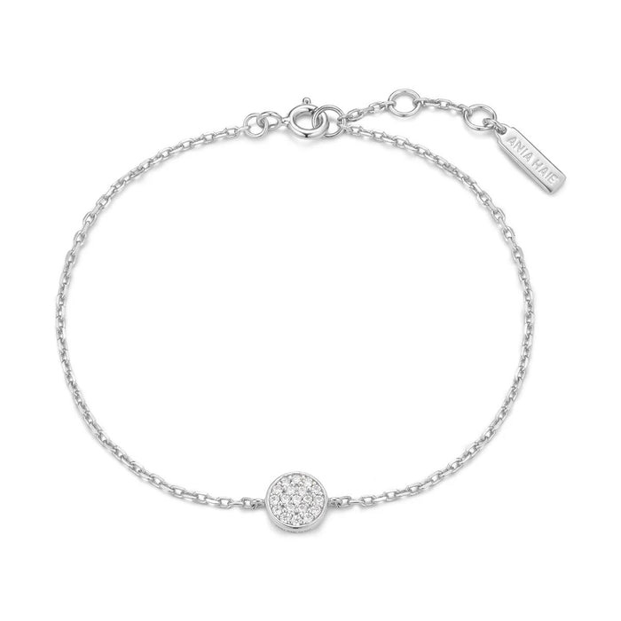 Ania Haie Cubic Zirconia Pave Disc Bracelet in Sterling Silver with 14kt Yellow Gold Plate