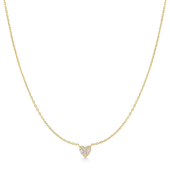 Ania Haie Cubic Zirconia Pave Heart Necklace in Sterling Silver with 14kt Yellow Gold Plate