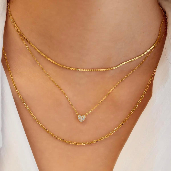 Ania Haie Cubic Zirconia Pave Heart Necklace in Sterling Silver with 14kt Yellow Gold Plate