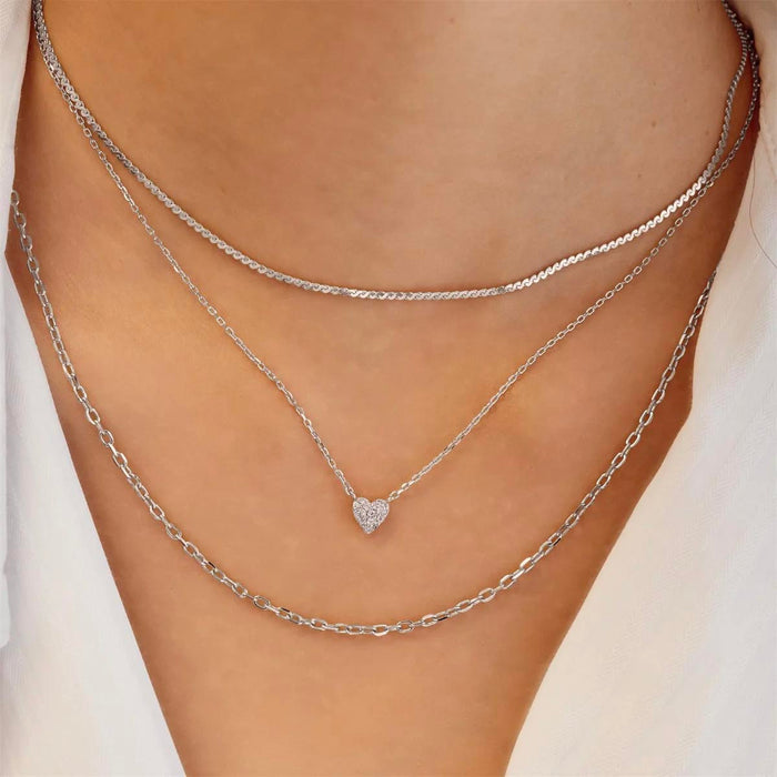 Ania Haie Cubic Zirconia Pave Heart Necklace in Sterling Silver