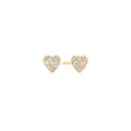 Ania Haie Cubic Zirconia Pave Heart Stud Earrings in Sterling Silver with 14kt Yellow Gold Plate
