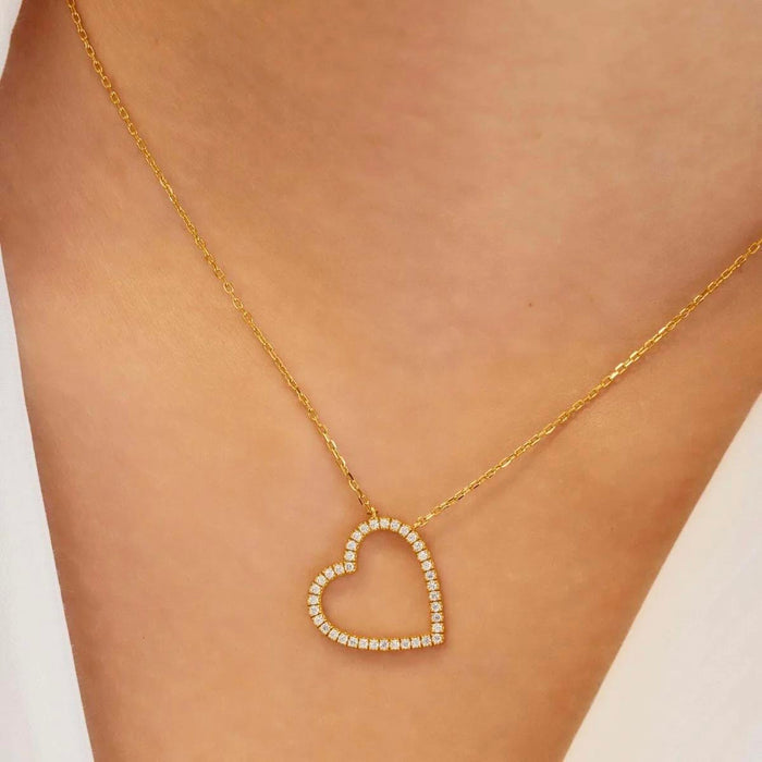 Ania Haie Cubic Zirconia Stationary Heart Necklace in Sterling Silver with 14kt Yellow Gold Plate