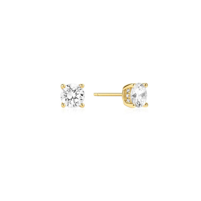 Ania Haie Cubic Zirconia Stud Earrings in Sterling Silver with 14kt Gold Plate