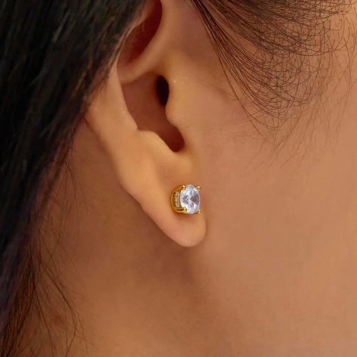 Ania Haie Cubic Zirconia Stud Earrings in Sterling Silver with 14kt Gold Plate
