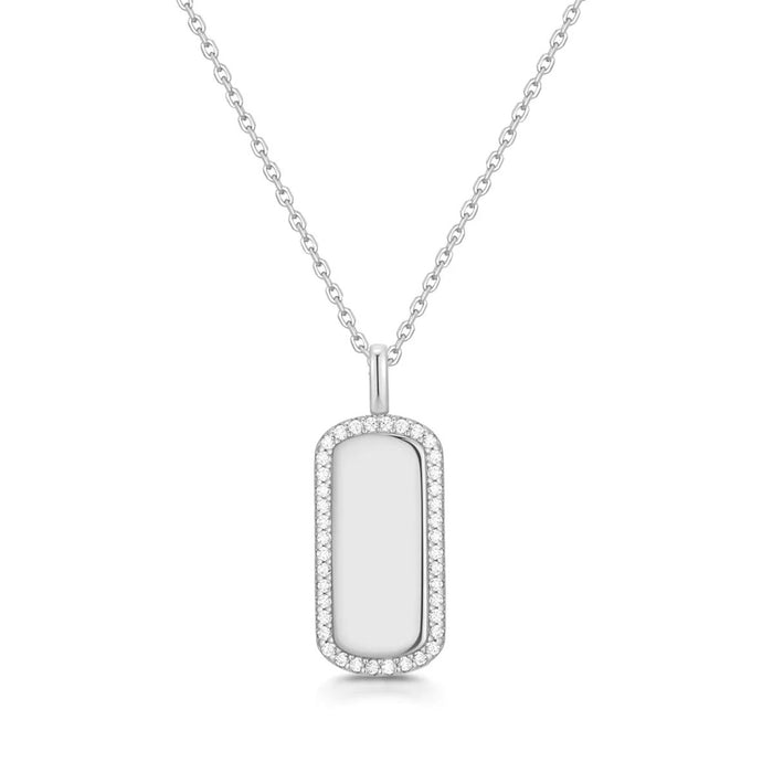 Ania Haie Cubic Zirconia Tag Necklace in Sterling Silver