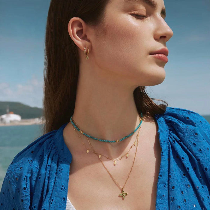 Ania Haie Double Chain Ball Station Necklace in Sterling Silver with 14kt Yellow Gold Plate