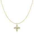 Ania Haie Green Cubic Zirconia Clover Necklace in Sterling Silver with 14kt Yellow Gold Plate