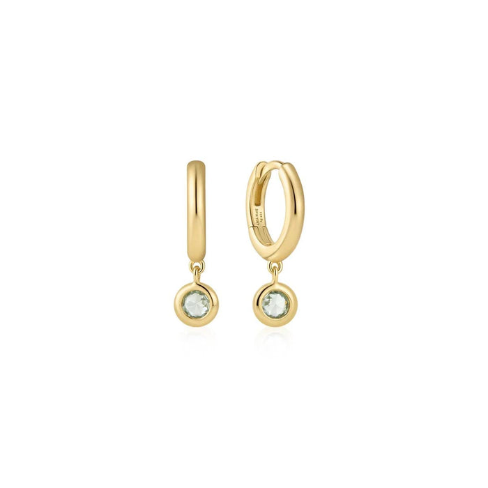 Ania Haie Green Cubic Zirconia Drop Earrings in Sterling Silver with 14kt Yellow Gold Plate