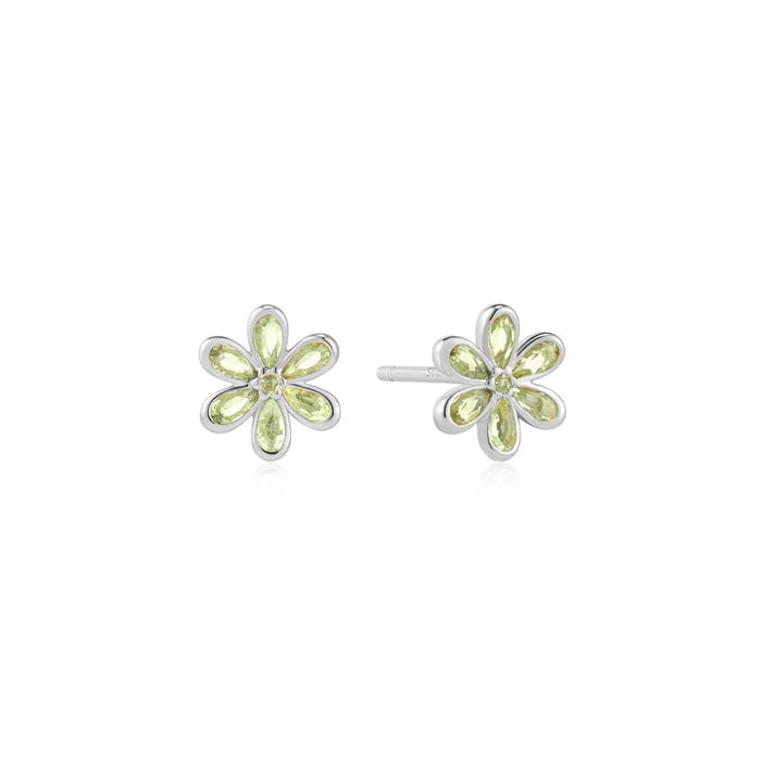 Ania Haie Green Cubic Zirconia Flower Stud Earrings in Sterling Silver