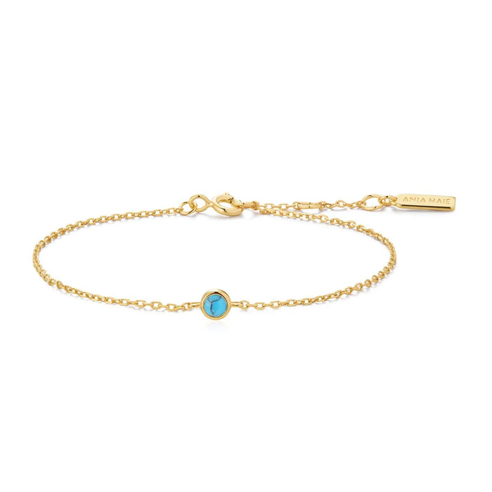 Ania Haie Lab Created Turquoise Bracelet in Sterling Silver with 14kt Yellow Gold Plate