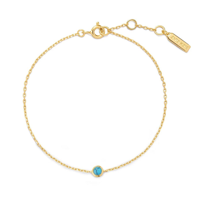 Ania Haie Lab Created Turquoise Bracelet in Sterling Silver with 14kt Yellow Gold Plate