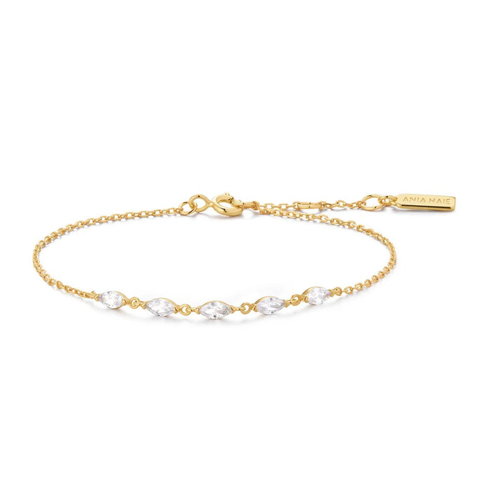 Ania Haie Marquise Cubic Zirconia Bracelet in Sterling Silver with 14kt Yellow Gold Plate