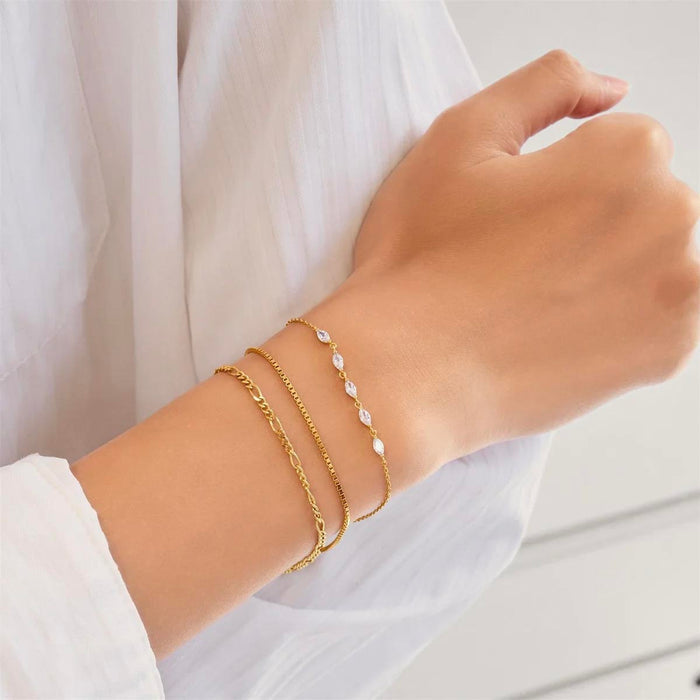 Ania Haie Marquise Cubic Zirconia Bracelet in Sterling Silver with 14kt Yellow Gold Plate