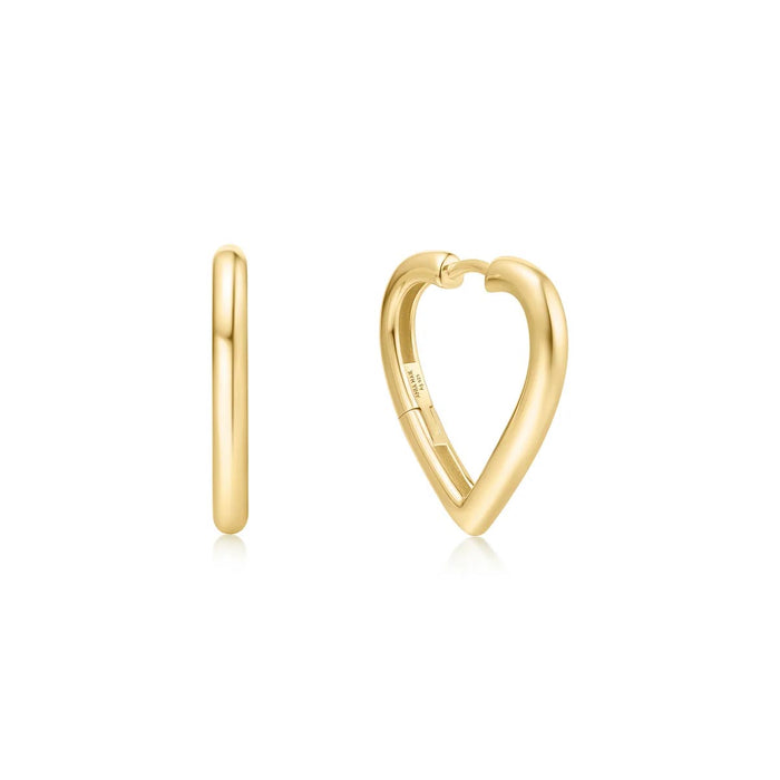 Ania Haie Medium Heart Hoop Earrings in Sterling Silver with 14kt Gold Plate