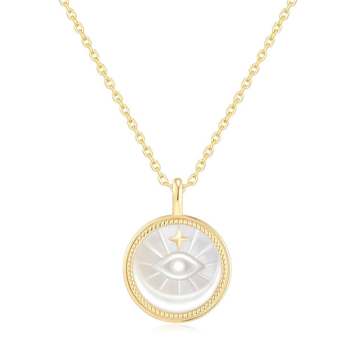 Ania Haie Mother of Pearl Evil Eye Necklace in Sterling Silver with 14kt Yellow Gold Plate