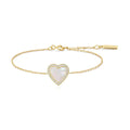 Ania Haie Mother Of Pearl Heart Bracelet in Sterling Silver with 14kt Yellow Gold Plate with Cubic Zirconia