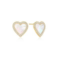 Ania Haie Mother of Pearl Heart Stud Earrings in Sterling Silver with 14kt Gold Plate with Cubic Zirconia