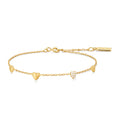 Ania Haie Puff Heart Station Bracelet in Sterling Silver with 14kt Yellow Gold Plate with Cubic Zirconia