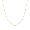 Ania Haie Puff Heart Station Necklace in Sterling Silver with 14kt Yellow Gold Plate with Cubic Zirconia