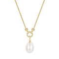 Ania Haie Shell Pearl and Cubic Zirconia Drop Necklace in Sterling Silver with 14kt Gold Plate