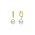 Ania Haie Shell Pearl Drop Earrings in Sterling Silver with 14kt Yellow Gold Plate with Cubic Zirconia
