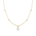 Ania Haie Shell Pearl Necklace in Sterling Silver with 14kt Yellow Gold Plate with Cubic Zirconia