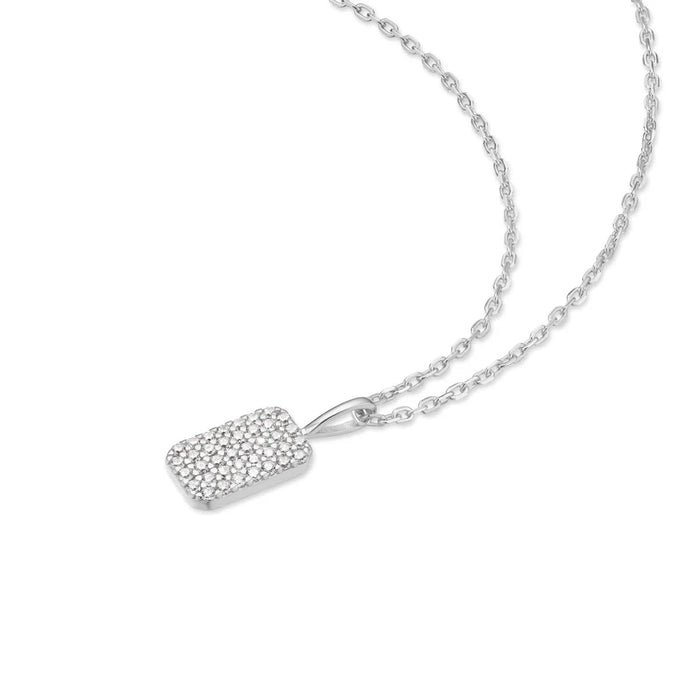 Ania Haie Small Cubic Zirconia Tag Necklace in Sterling Silver