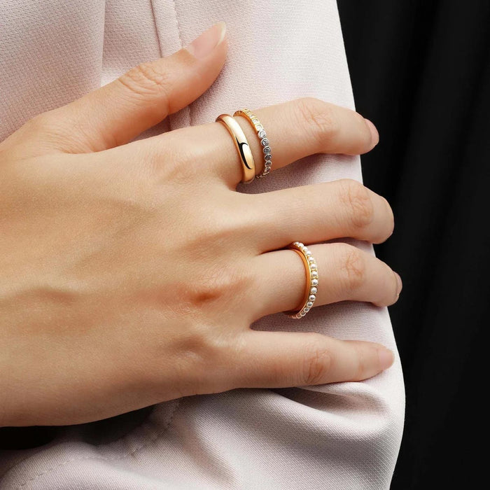 Ania Haie Square and Round Cubic Zirconia Bezel Ring in Sterling Silver with 14kt Gold Plate (size 7)