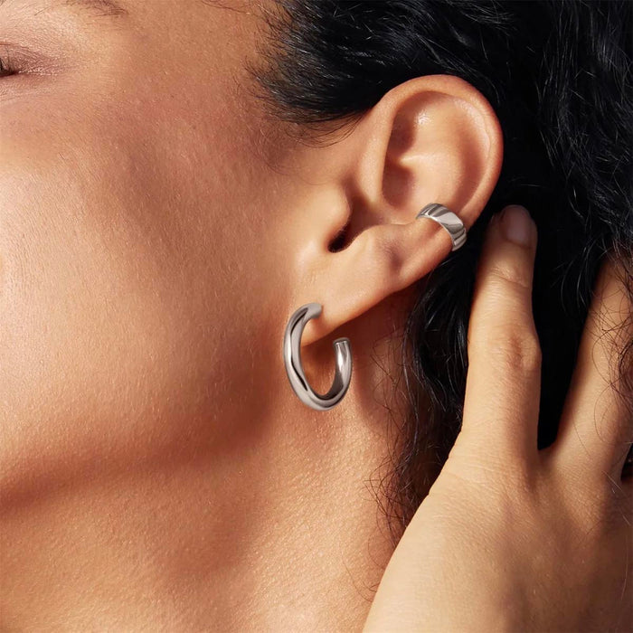 Ania Haie Tube Hoop Earrings in Sterling Silver