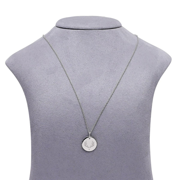 Antler Disc Necklace in Sterling Silver with Diamond (.01ct)