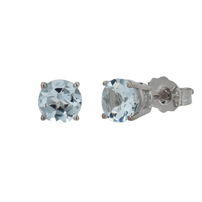 Aquamarine Earrings in 14kt White Gold (5mm)