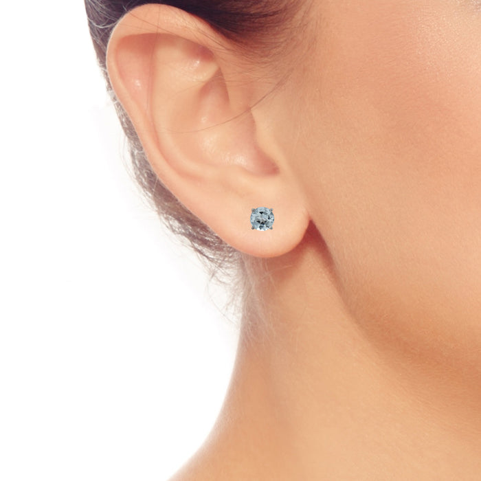 Aquamarine Earrings in 14kt White Gold (5mm)