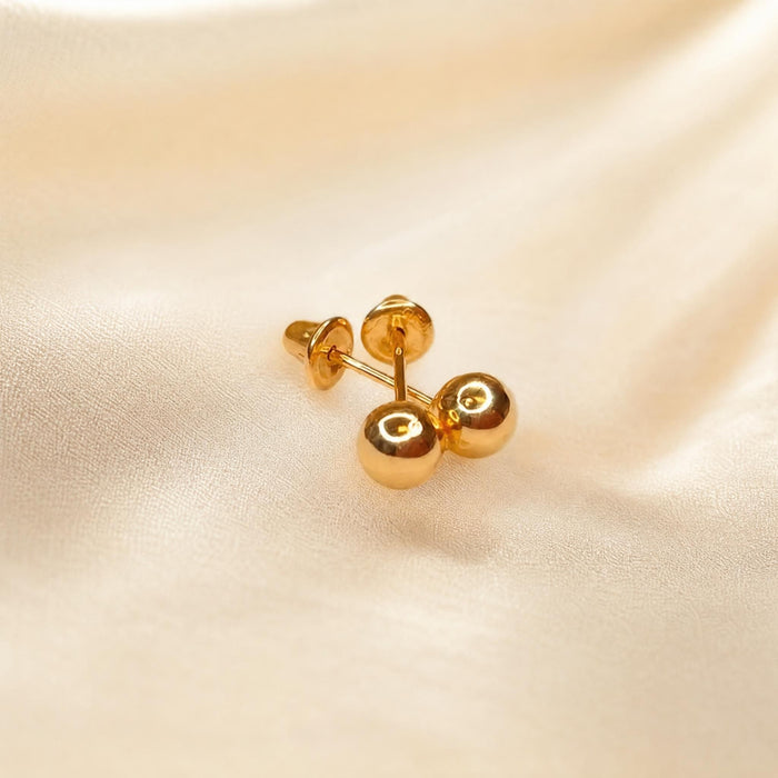 Ball 3 mm with Push-Back Earrings in 18K Gold