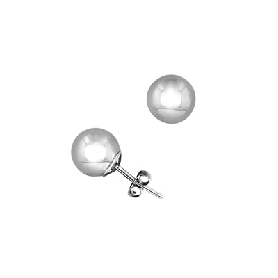 Ball Stud Earrings in 14kt White Gold (6mm)
