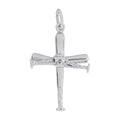 Baseball Bat Cross Charm in Sterling Silver