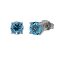 Blue Topaz Stud Earrings in 14kt White Gold (5mm)