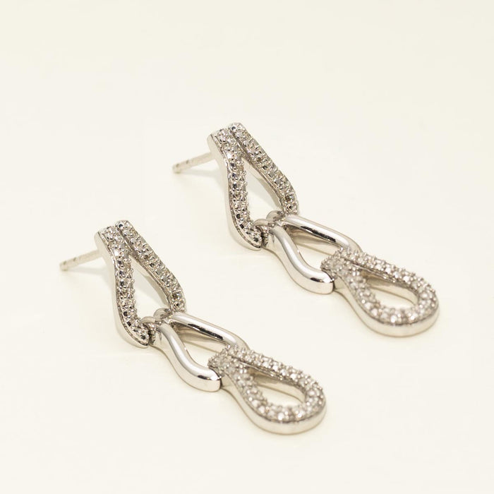 Bold Knot Drop Earrings in Sterling Silver with Diamonds (1/10ct tw)