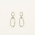 Bold Oval Link Drop Earrings in Sterling Silver with Diamonds (1/10ct tw)