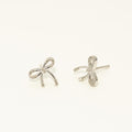 Bow Earrings in Sterling Silver with Diamonds (1/10ct tw)